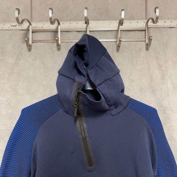 Nike Hoodie Men XL Blue Tech Fleece Long Funnel Zip Active Performance‎ 805655